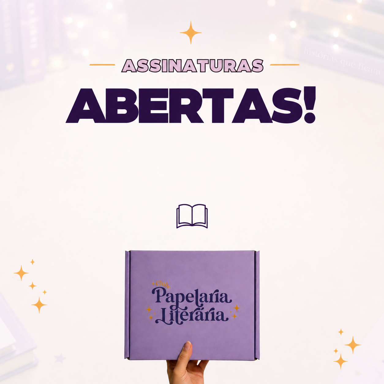 Caixa com produtos de papelaria e criatividade